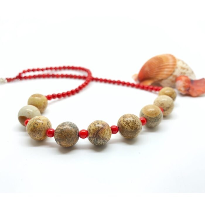 Collar de Coral Rojo y Jaspe