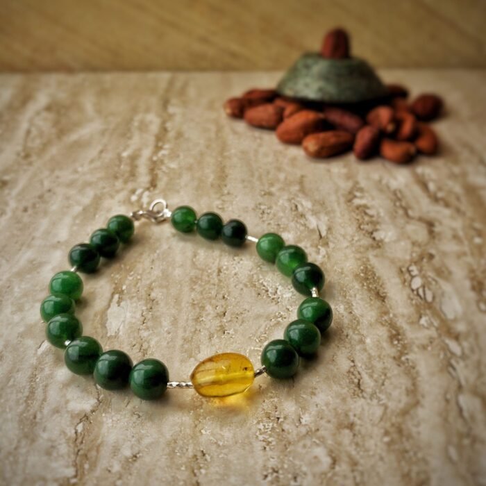 Pulsera Jade con Ámbar Central