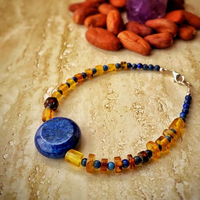 Pulsera Ámbar y Lapislázuli Central