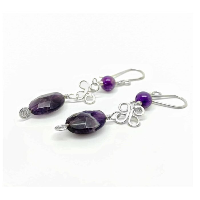 Aretes Flores Plata y Amatistas